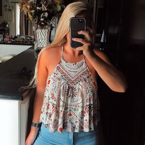 🆕 NWT Billabong beige red blue and black boho crop tank top